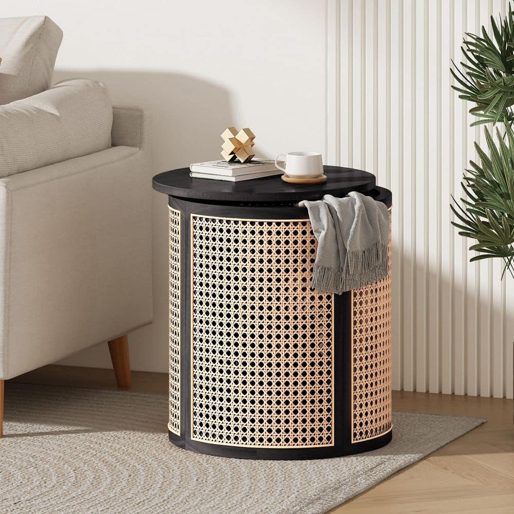 15.7 in. Width Black Round Wood End Table price history on PriceWatchPro