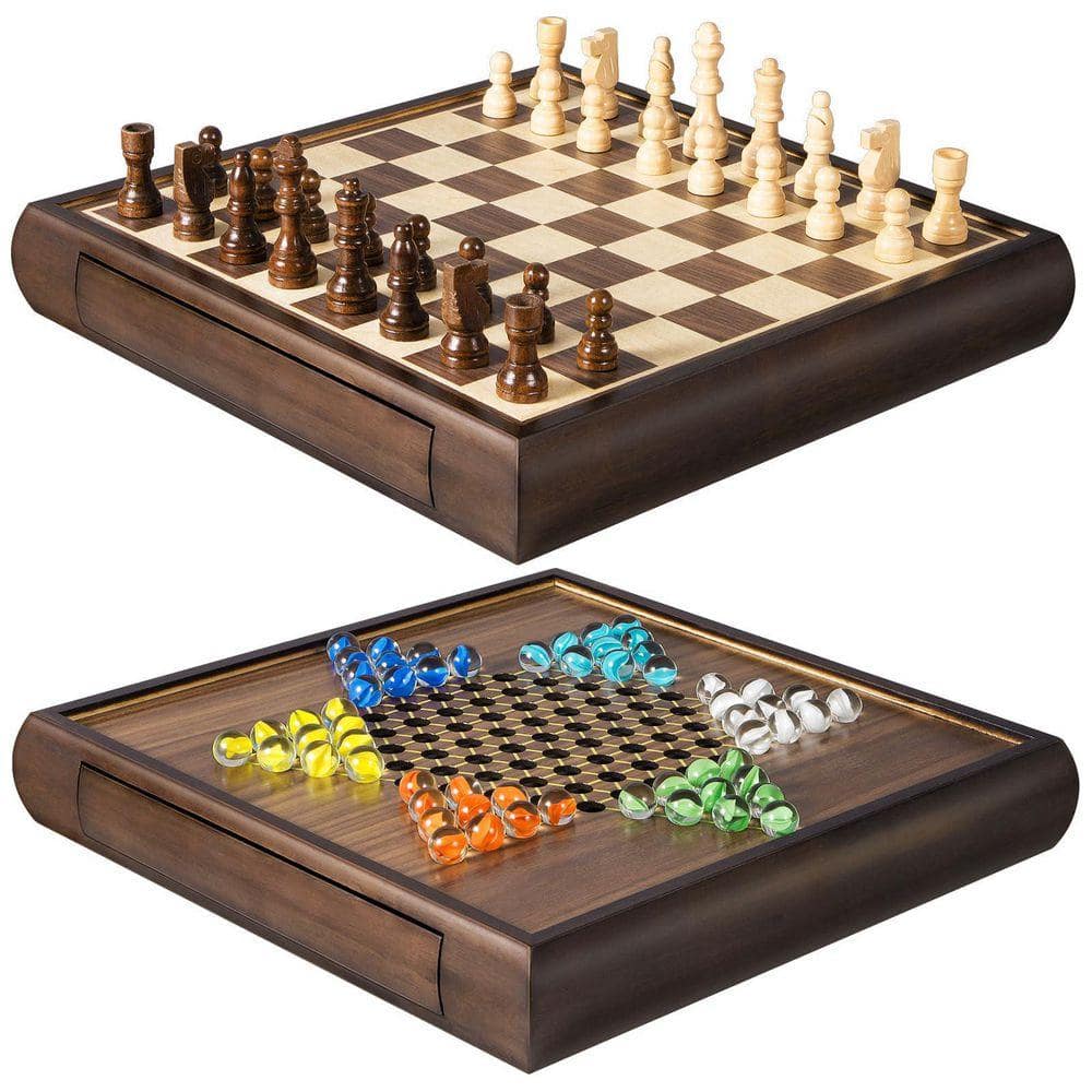 13 in. 2-in-1 Chess and Chinese Checkers with Storage WK2922 - The