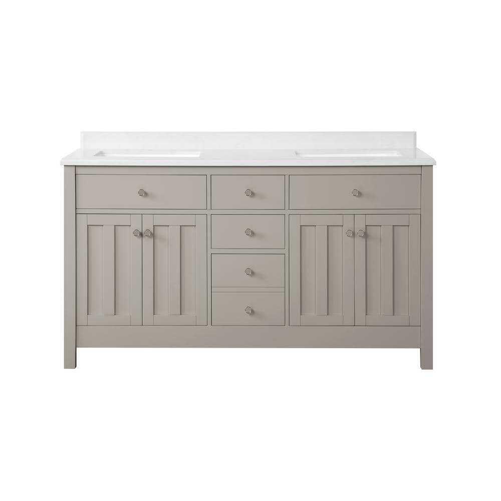 Martha Stewart Living Hillside 60 In Bath Vanity In Sharky Gray With Cultured Marble Vanity Top In White With White Basins 15vva Hill60 07 The Home Depot