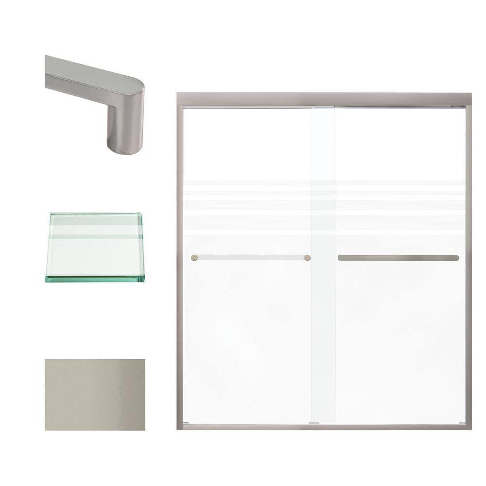 Frederick Nickel 59" x 70" Semi-Frameless Frosted Glass Shower Door