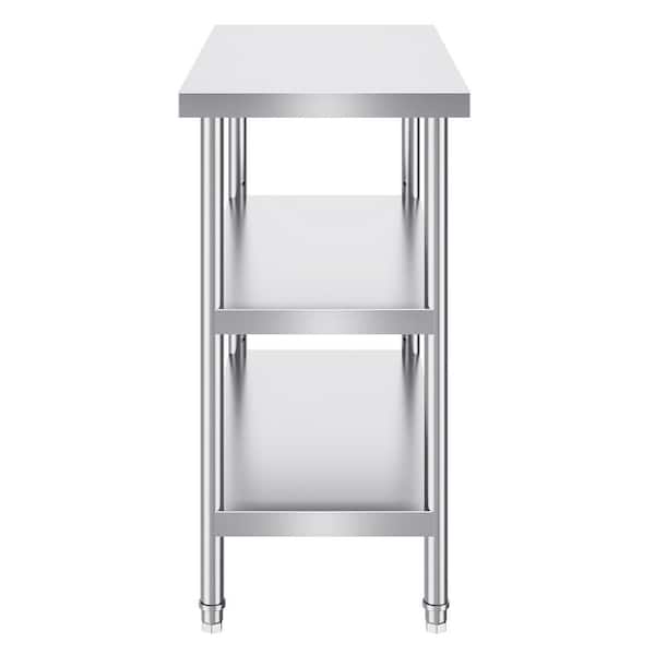 18 x 36 in. Stainless Steel Kitchen Prep Table, Commercial Kitchen Worktable, Heavy Duty Work Table 2 Undershelves