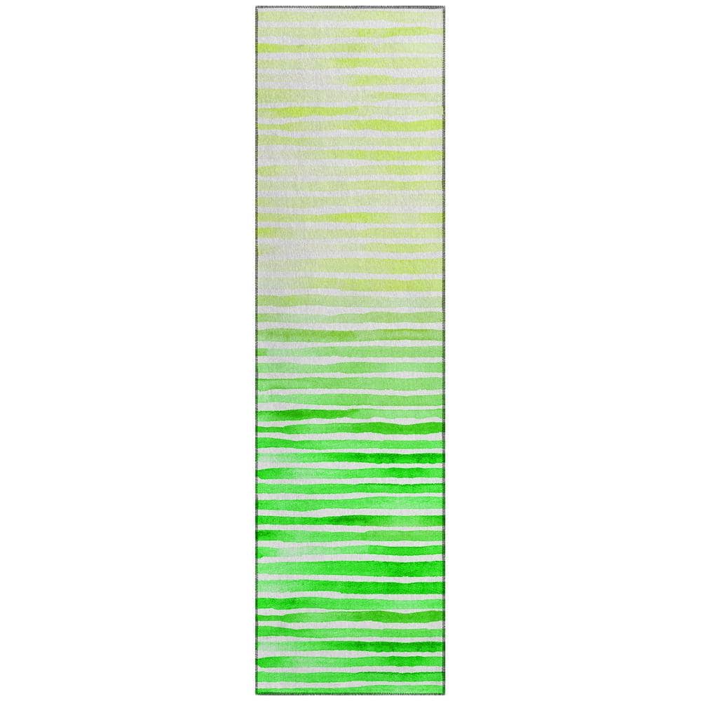 Surfside 2 ft. 3 in. x 7 ft. 6 in. Green Geometric Indoor/Outdoor Area Rug