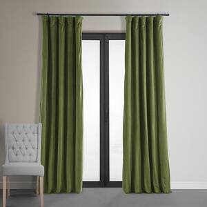 Basque Green Velvet Rod Pocket Blackout Curtain - 50 in. W x 84 in. L (1 Panel)