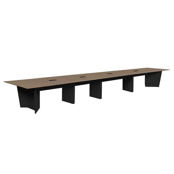 Array 240 in Noble Oak Conference Table with Power Data Grommet Desk-Black