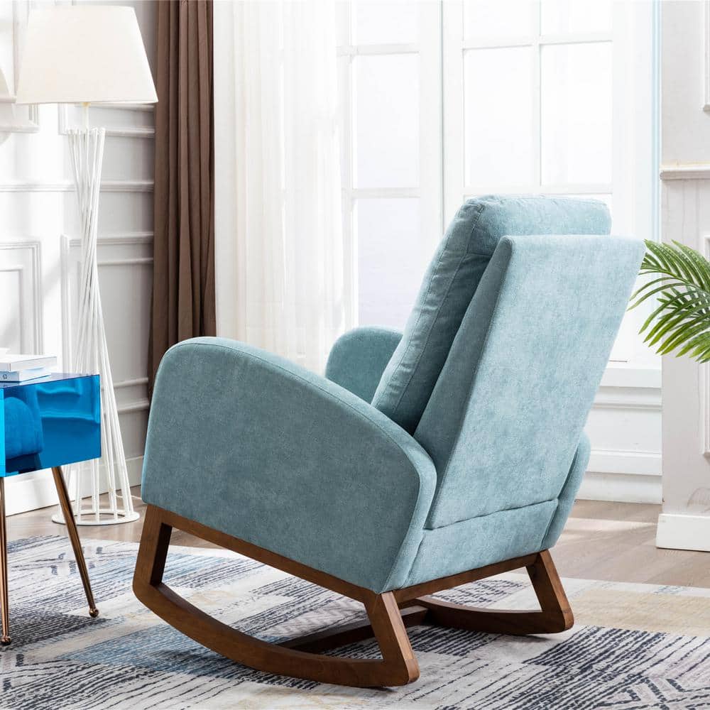 ANBAZAR Light Blue Fabric Upholstery Rocking Accent Arm Chair (Set of 1 ...