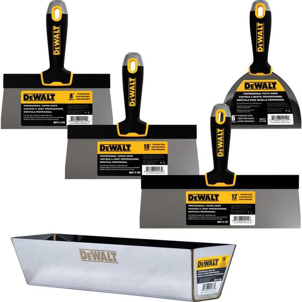Taping Knives DEWALT Stainless Steel Taping Knife and Pan Set with Soft Grip Handles-DXTT  3-173 - The Home Depot