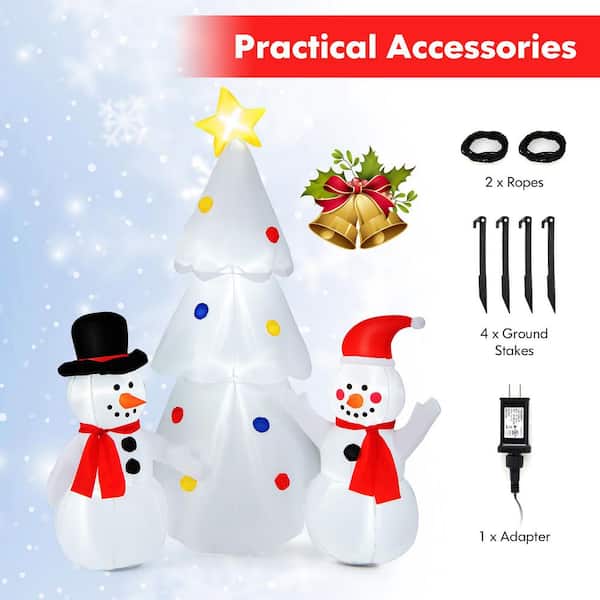 Costway 6 ft. x 5.2 ft. Inflatable Christmas Tree with 2 Snowmen 