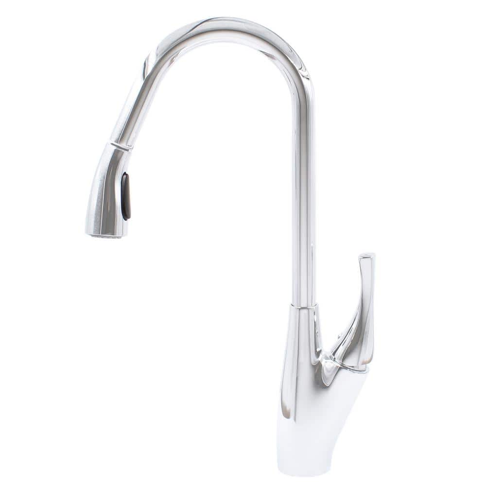 19-Inch Chrome Single Handle Pull-Down Kitchen Faucet
