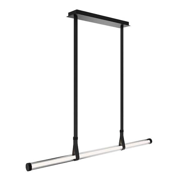 Balance Beam 52.75 in. 1-Light Aged Brass Integrated LED Pendant Light Selectable 4CCT 2700K-3000K-3500K-4000K