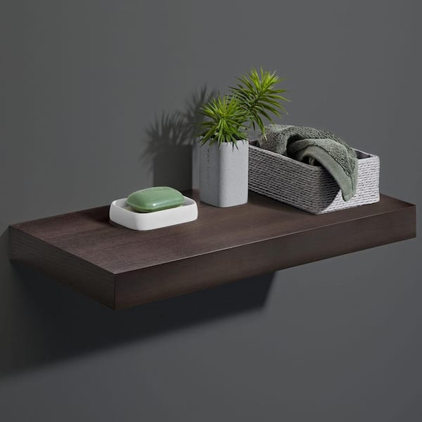 Big Boy 45.3 in. x 9.8 in. x 2 in. Mocca MDF Floating Decorative Wall Shelf with Brackets