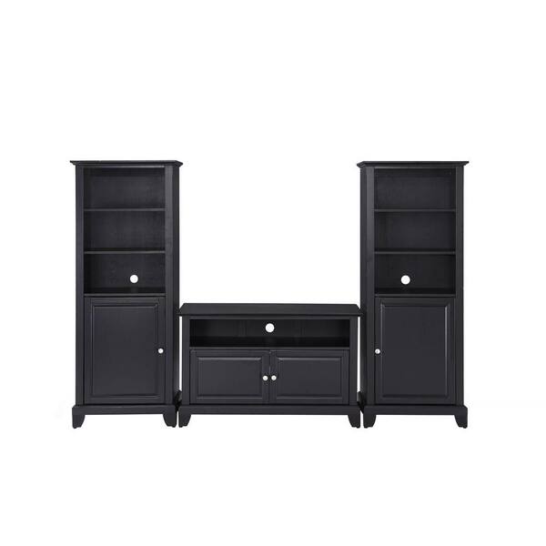 Crosley Newport TV Stand and 2-Audio Piers in Black
