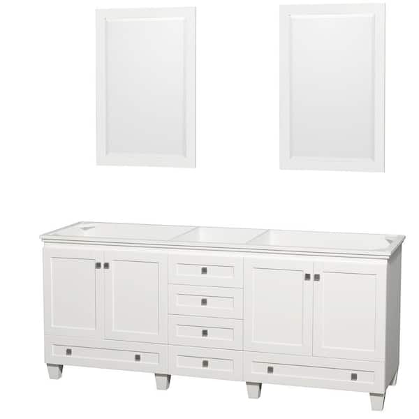 Wyndham Collection Acclaim 80 in. Double Vanity Cabinet with 2 Mirrors in White