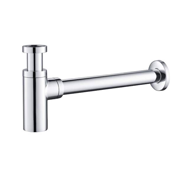 1-1/4 in. Bathroom Sink Decorative Round Brass Bottle Trap P-Trap in Chrome