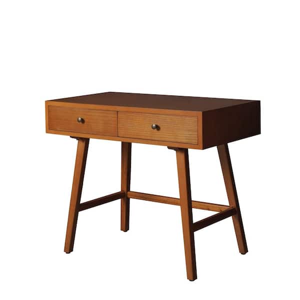 DEVON & CLAIRE Finn 36 in. Brown Rectangle Wood Writing Desk Console Table