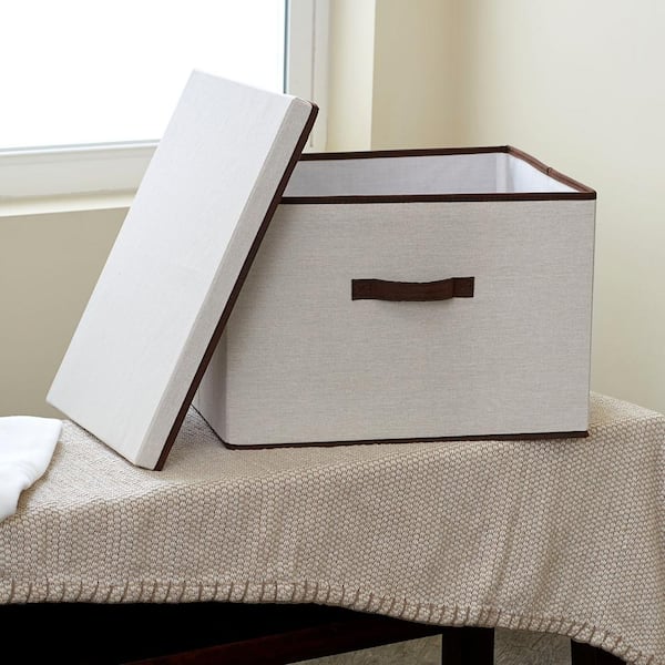 5 Gal. Large Storage Box, Cream Linen, 2-Piece