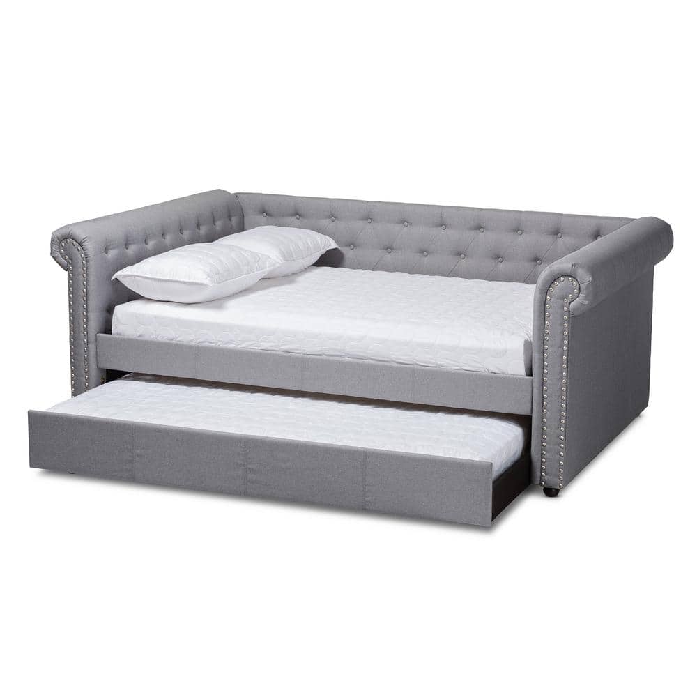 Baxton Studio Mabelle Gray Full Daybed with Trundle 154-9480-HD - The ...
