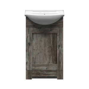 Boulder 19-3/4 in. W x 16-3/4 in. D Vanity in Driftwood Gray with Porcelain Vanity Top in White with White Basin