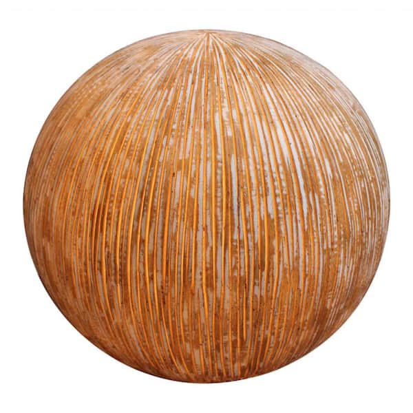 HomeRoots Mariana Abstract Sandstone Ribbed Finish Outdoor Light Ball