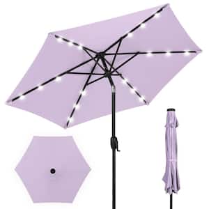 7.5 ft. Outdoor Market Solar Tilt Patio Umbrella w/LED Lights in Lavender