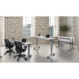 71 in. Rectangular Gray Standing Desks with Adjustable Height