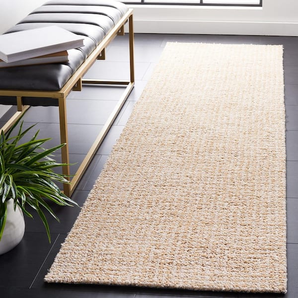 Soho 2 ft. x 8 ft. Gold Solid Crosstitch Runner Rug