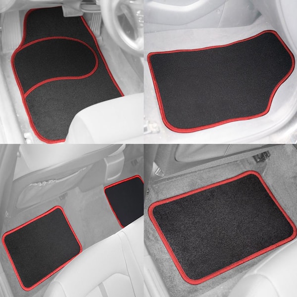 FH Group Metallic Black Non Slip 4 Pieces 29 in. x 18 in. Rubber Backing Car  Floor Mats DMF14410BLACK - The Home Depot