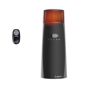 Full-Circle Warmth 1500W 22 in. Electric Oscillating Forced Air Ceramic Tower Space Heater in Black, 2-Speeds, Remote