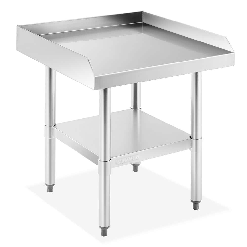 GRIDMANN 24 in. x 24 in. Stainless Steel Kitchen Utility Table with Bottom Shelf