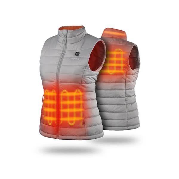 ORORO Women's Large Gray 7.38-Volt Lithium-Ion Classic Heated Vest with One 4.8 Ah Battery