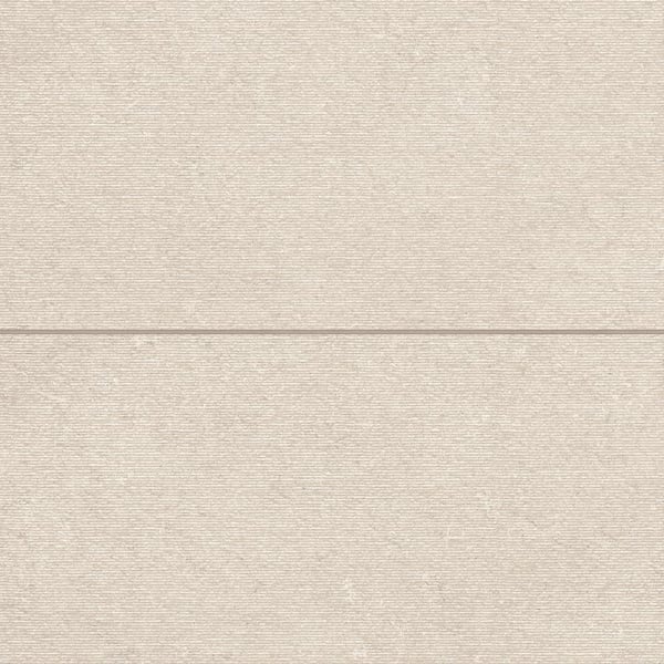 Bedrosians Sample-Poetry Stone 4 in. x 5 in. Satin Porcelain Deco Subway Tile in Beige