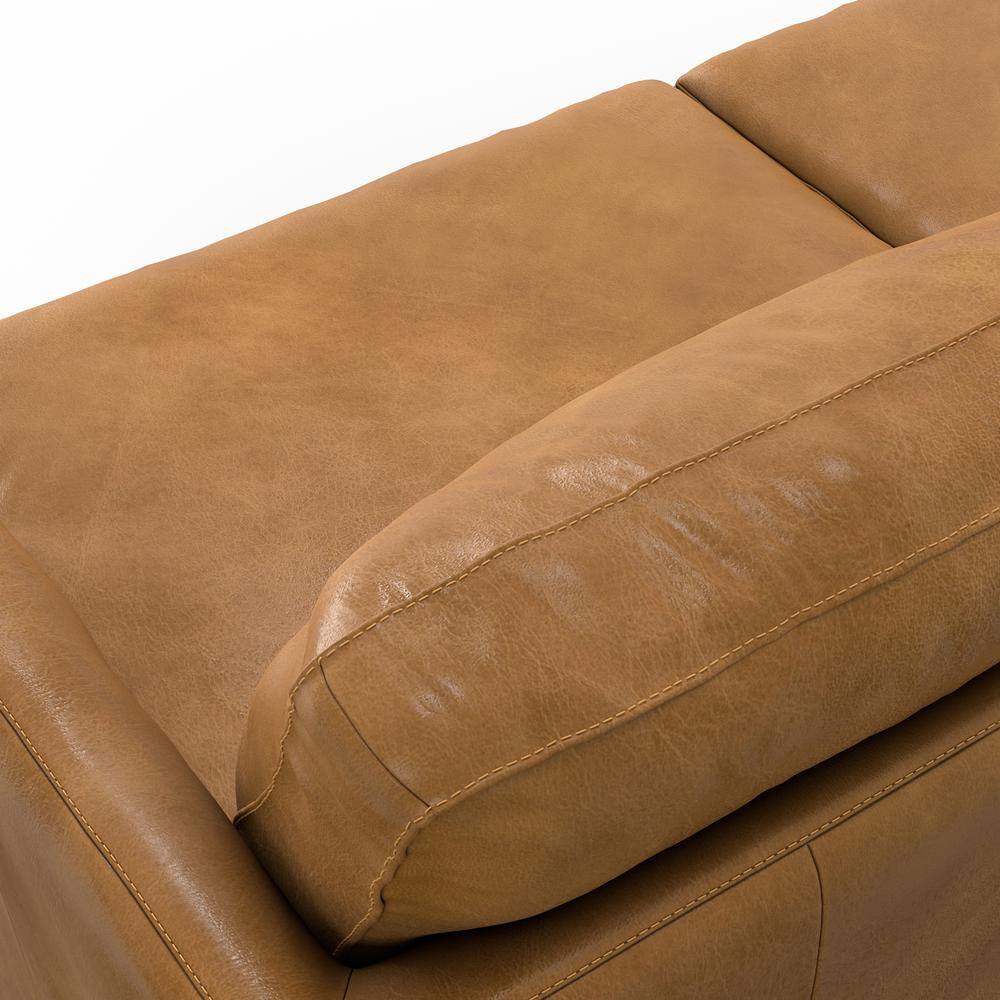 Livingston Sienna Leather 90-Inch Mid-Century Modern Sofa