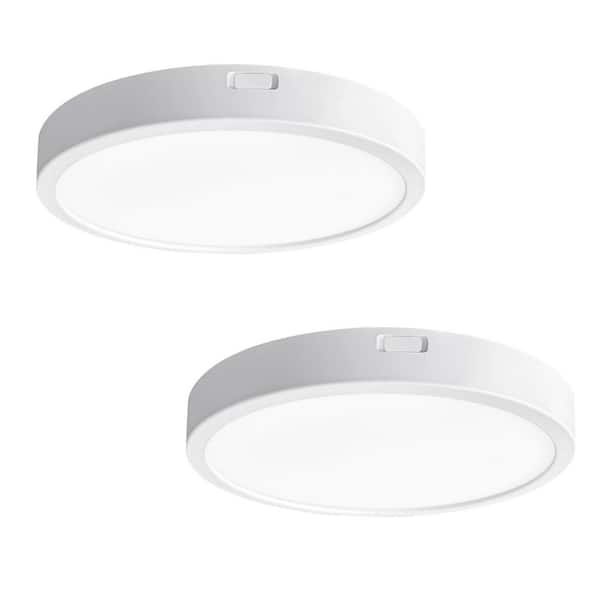 Sofiton 2-Pack 5 in. White New-Ultra-Low-Profile Edge lit Integrated LED 5CCT Selectable Flush Mount Light Surface Mount Light