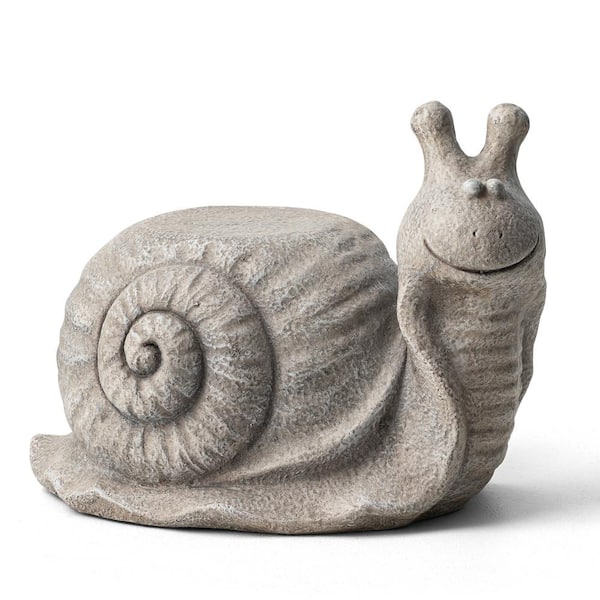 Glitzhome 16.25 in. L MGO Snail Garden Statue or Planter Stand