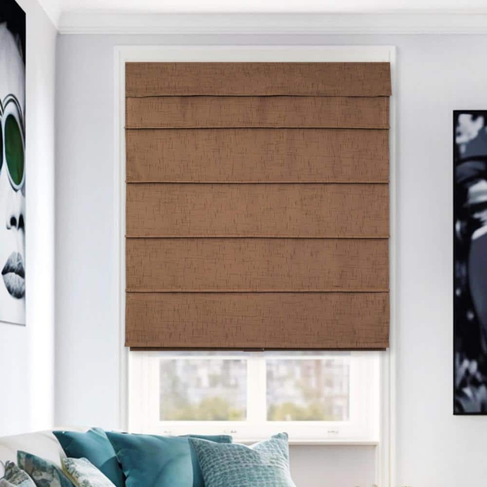 Cafe Blackout Cordless Fabric Roman Shades 23"W x 64"H