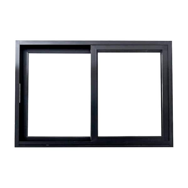 Teza Sliding Window 36 in. x 48 in. Universal/Reversible Handing Aluminum Sliding Window with Screen Black