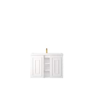 Alicante' 39.4 in. W x 15.6 in. D x 29.4 in. H Bathroom Vanity in Glossy White with White Glossy Resin Top