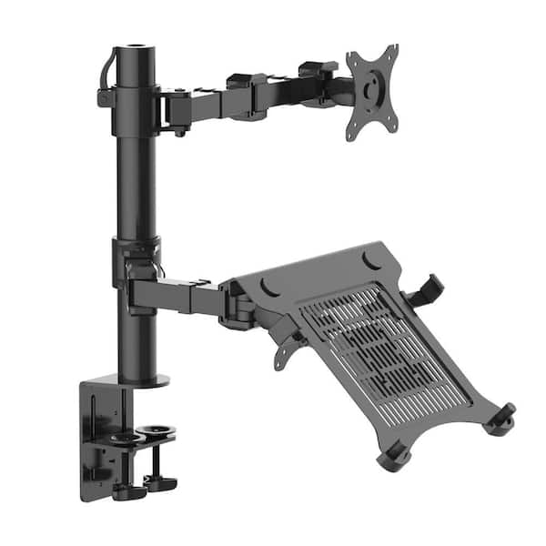 FLEXIMOUNTS 2-in-1 Dual Monitor Arm Desk Mount Laptop Stand Fits 10 in. - 27 in. LCD Screens Clamp 22 lbs. Each Monitor