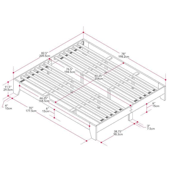 CorLiving Aiko Brown Wood Frame King Platform Bed Frame BCF-200-K
