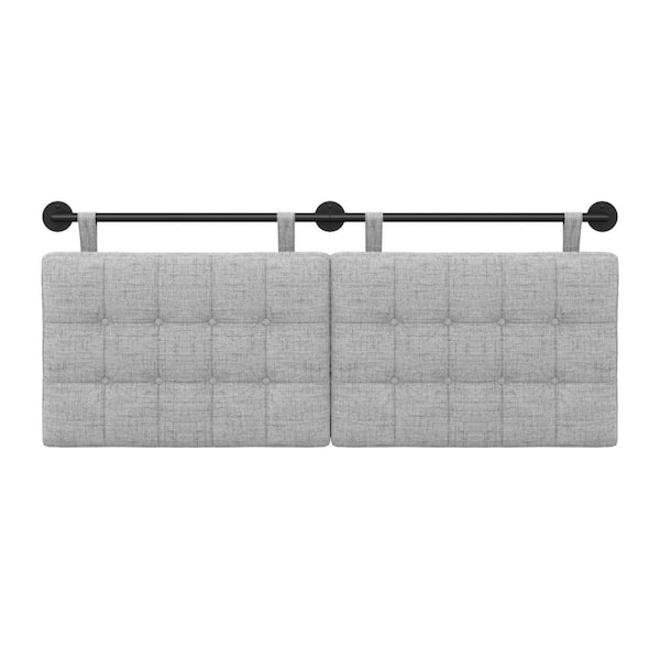 Nathan James Remi 61 In W Grey Black, Tufted Headboard Wall Mounted