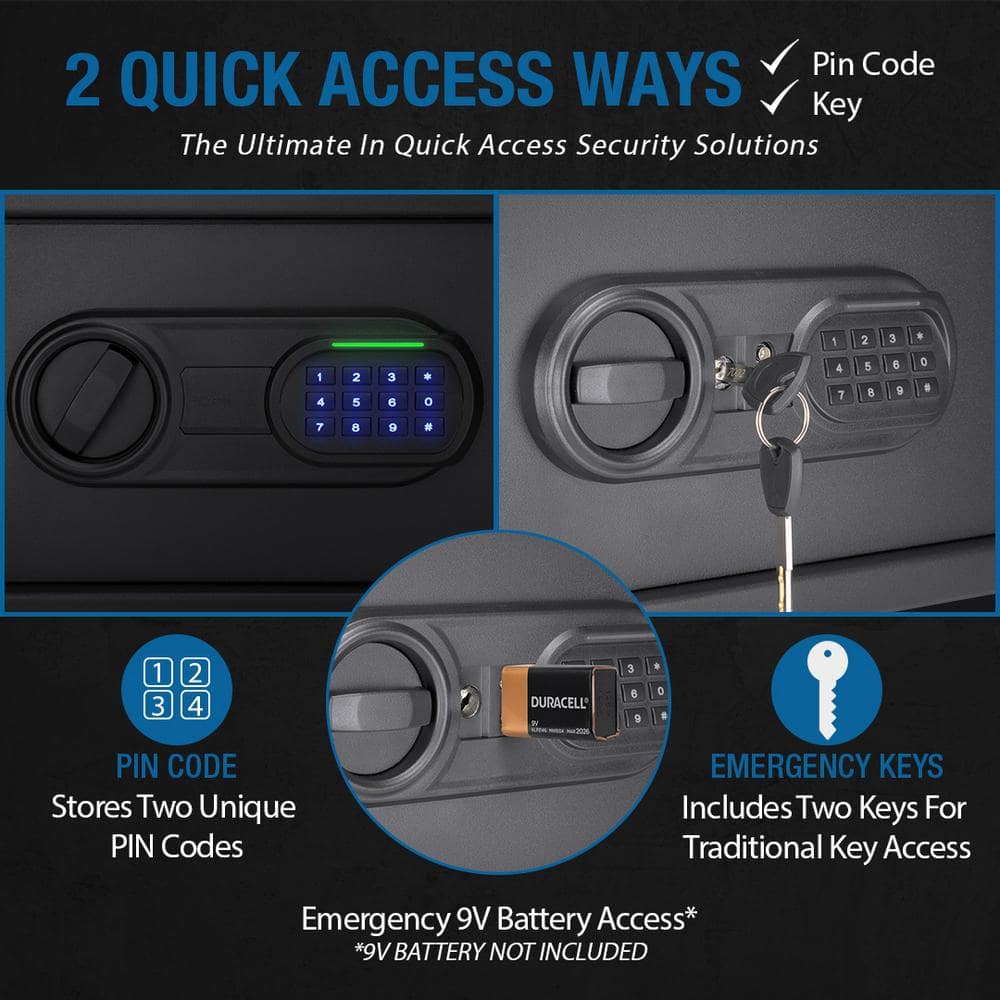 Compact Black Steel Digital Keypad Safe with LED Light