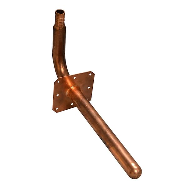 JONES STEPHENS 1/2 in. Crimp PEX (F1807) x 3-1/2 in. x 8 in. Copper Stub Out 90° Elbow with Square Mounting Flange