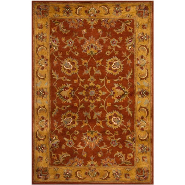 SAFAVIEH Heritage Red/Natural 3 ft. x 5 ft. Border Area Rug