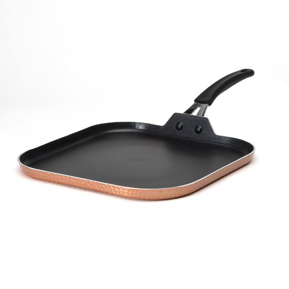 Impressions 11 in. Hammered Nonstick Aluminum Dishwasher Safe Square Griddl