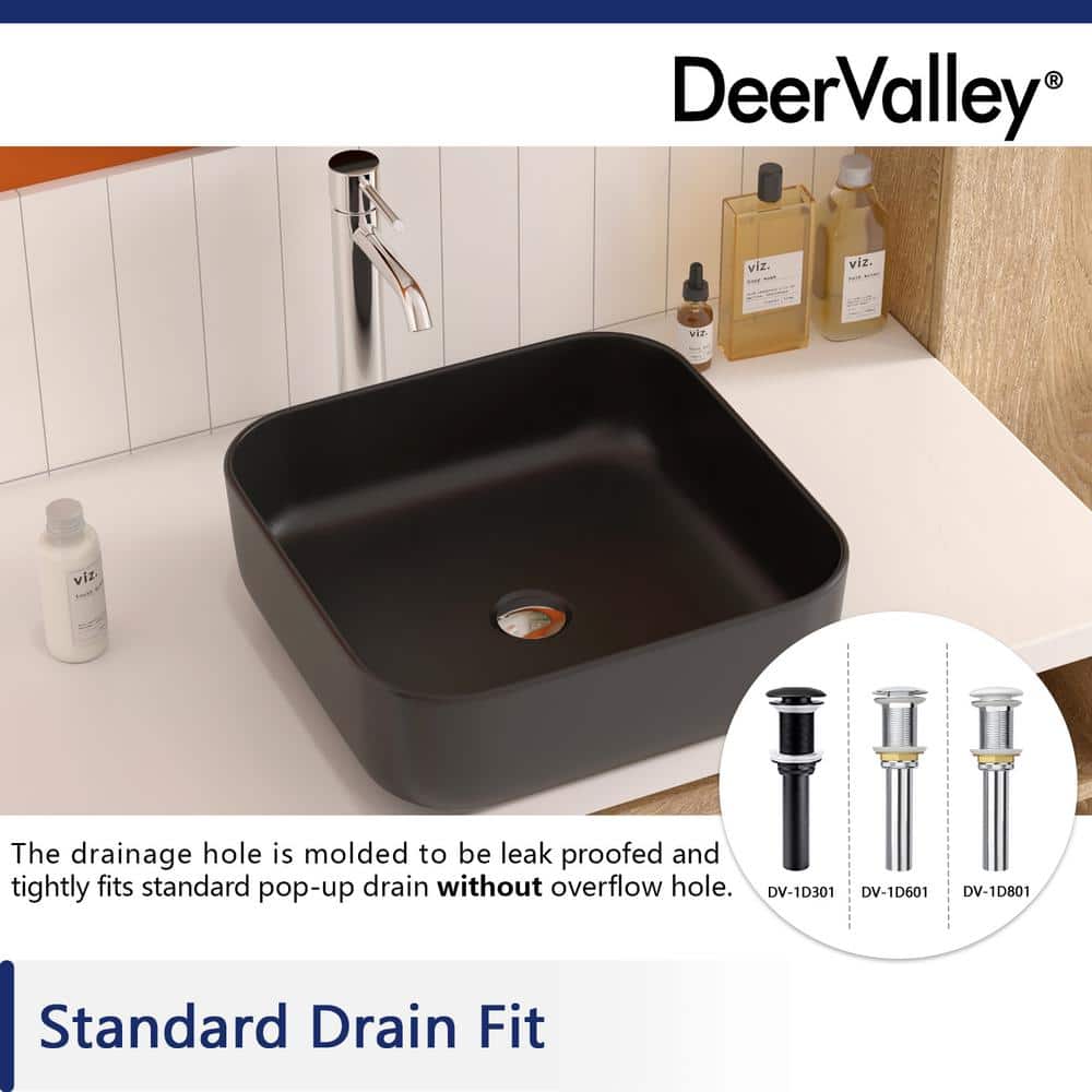Matte Black Ceramic Square Above-Counter Bathroom Sink