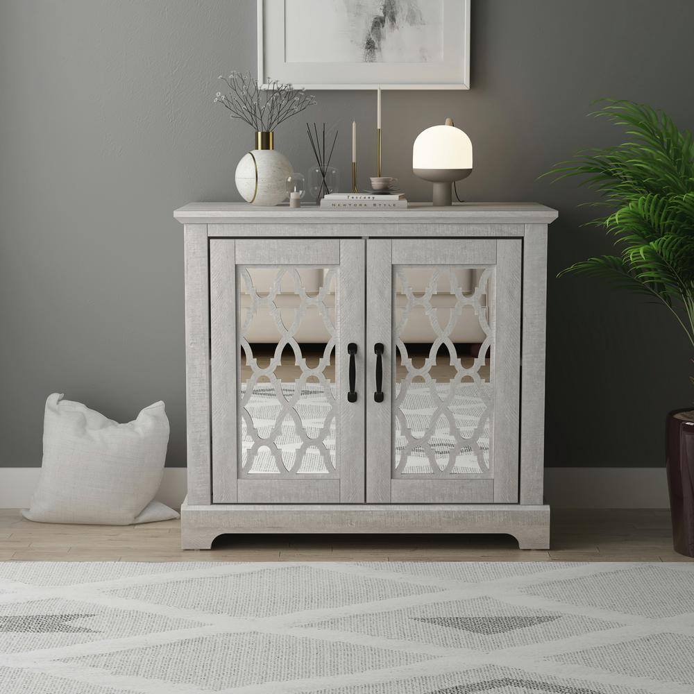 GALANO Heron 2 Door Dusty Grey Oak Accent Cabinet (29.3 in. H x 32.4 in ...