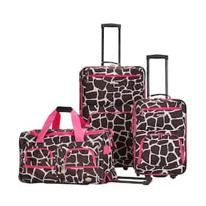Vara Expandable 3-Piece Softside Luggage Set, Pink Giraffe