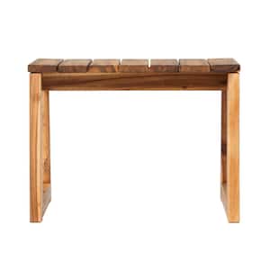 Natural Rectangle Wood Modern Box-Leg Outdoor Side Table