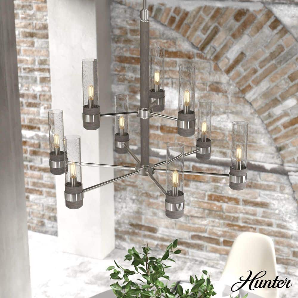 River Mill Brushed Nickel 9-Light 2-Tier Chandelier