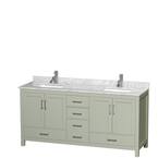 Sheffield 72 in. W x 22 in. D x 35 in . H Double Bath Vanity in Light Green with White Carrara Marble Top