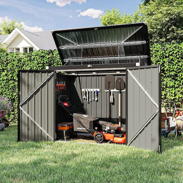 6 ft. x 3 ft. x 4.3 ft. Metal Recycling Storage Shed with Galvanized Steel Horizontal Trash Can Storage (18 sq. ft.)